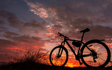 bike in the background fire sunset.