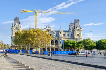 Old Port Authority building of the Port Vell under renovation