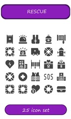 Vector icons pack of 25 filled rescue icons