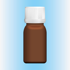 Illustration of an object item bottle dropper of cosmetics or medicine, amber, frontal. Ideal for product catalogs and cosmetic hygiene information