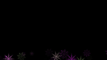 Abstract background with a variety of colorful snowflakes. Big and small.