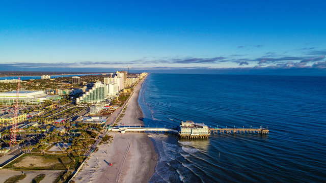 Drone Aerial of Daytona Beach, Florida, USA.