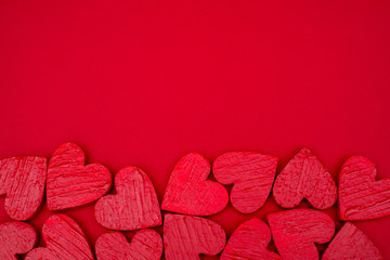 Red hearts postcard valentines day.