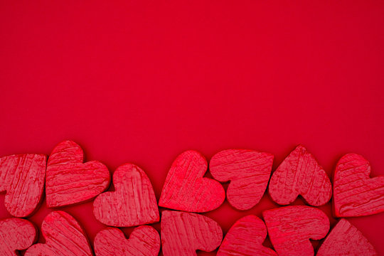 Red hearts postcard valentines day.