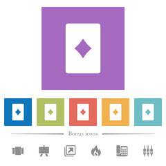 Diamond card symbol flat white icons in square backgrounds
