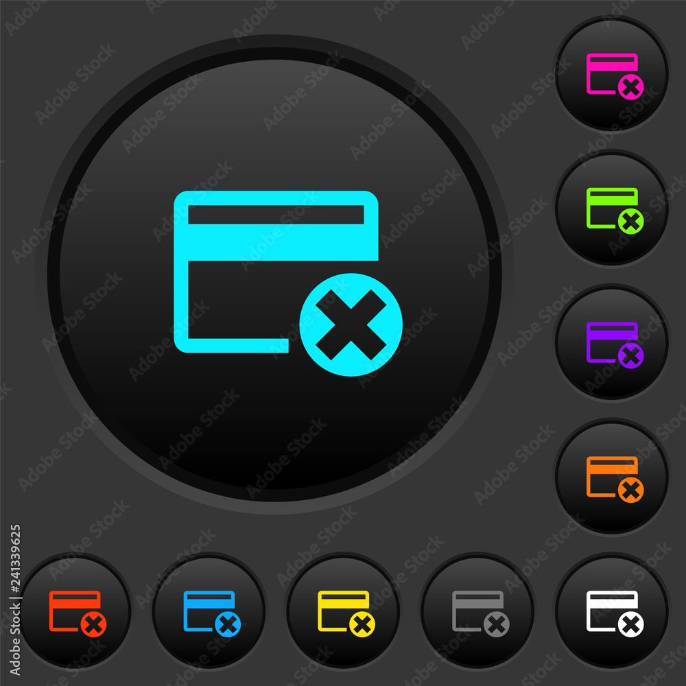 Poster cancel credit card dark push buttons with color icons