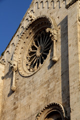 il rosone in facciata della Cattedrale romanica di Bitonto