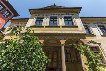 Houses from the period of Bulgarian revival in old town of city of Plovdiv, Bulgaria