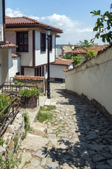 Houses from the period of Bulgarian revival in old town of city of Plovdiv, Bulgaria