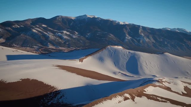 Aerial Drone Video of The Winter Landscape at The Great Sand Dunes in Alamosa, Colorado