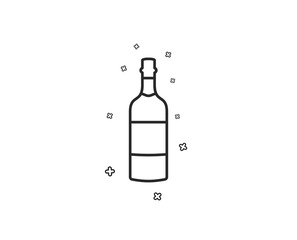 Brandy bottle line icon. Whiskey or Scotch alcohol sign. Geometric shapes. Random cross elements. Linear Brandy bottle icon design. Vector