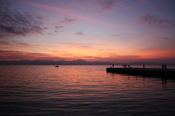 Sunset in December. Adriatic Sea. Zadar. Croatia 2018.