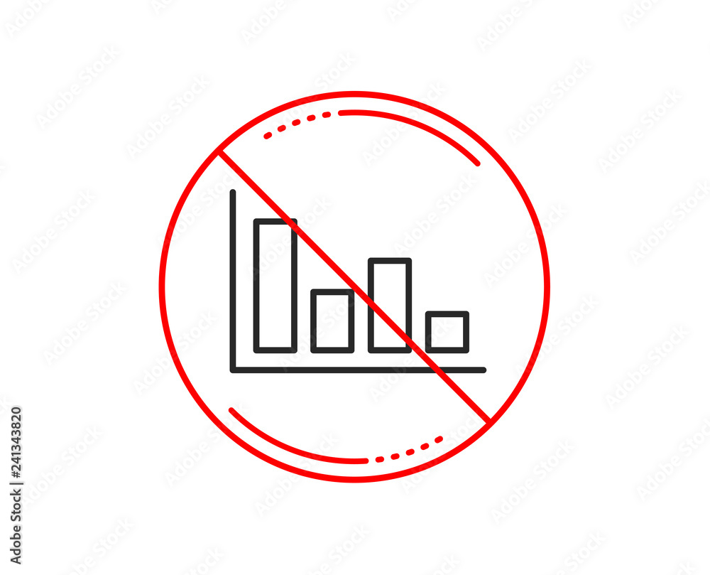 Poster no or stop sign. histogram column chart line icon. financial graph sign. stock exchange symbol. busi