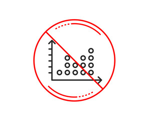 No or stop sign. Dot plot graph line icon. Presentation chart sign. Market analytics symbol. Caution prohibited ban stop symbol. No  icon design.  Vector