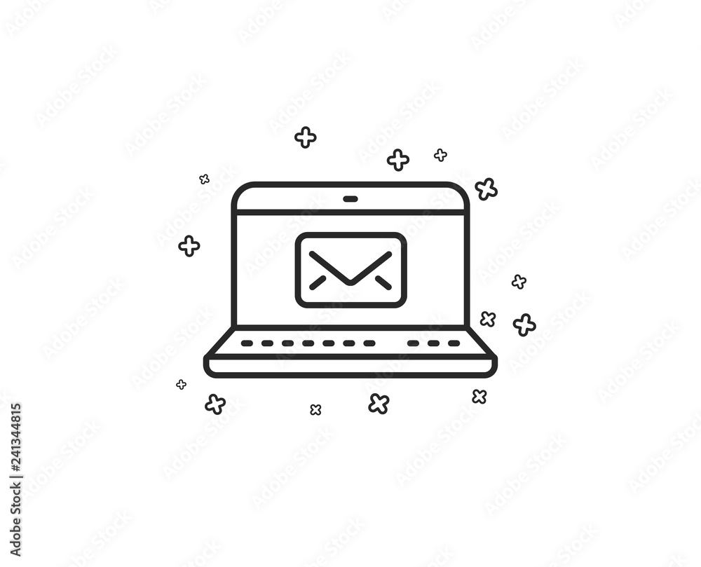 Poster e-mail line icon. message correspondence sign. communication symbol. geometric shapes. random cross 