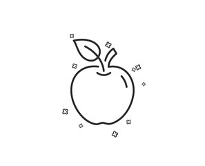 Apple line icon. Fresh fruit sign. Natural food symbol. Geometric shapes. Random cross elements. Linear Apple icon design. Vector