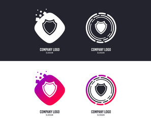 Logotype concept. Shield sign icon. Protection symbol. Logo design. Colorful buttons with icons. Vector