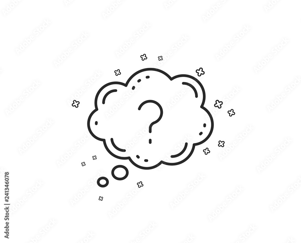 Poster question mark line icon. quiz chat bubble sign. geometric shapes. random cross elements. linear ques