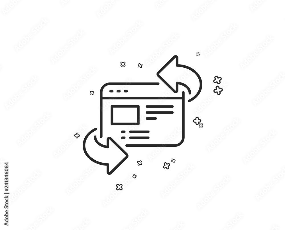 Aufkleber refresh website line icon. update web page sign. geometric shapes. random cross elements. linear ref