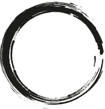vector brush strokes circles of paint on white background. Ink hand drawn paint brush circle. Logo, label design element vector illustration. Black abstract grunge circle. Frame.