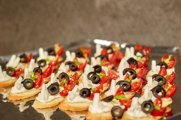 Canapes on a tray