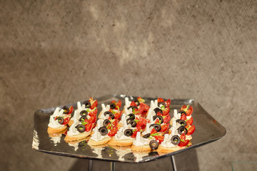 Canapes on a tray