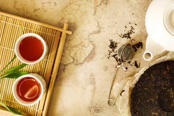 Chinese tea. Pu erh Puerh Tea Cake.