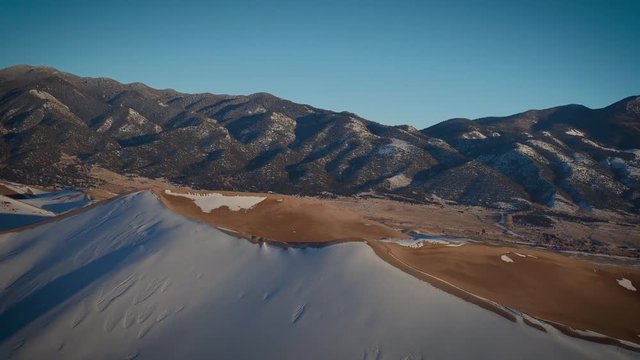 Aerial Drone Video of The Winter Landscape at The Great Sand Dunes in Alamosa, Colorado