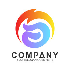 letter A logo with thunder in circle shape