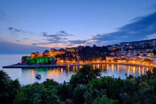 Dusk, Old town, Ulcinj, Adriatic coast, Montenegro, Europe