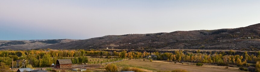 Panoramic Landscape view from Kamas and Samak off Utah Highway 150, view of backside of Mount...