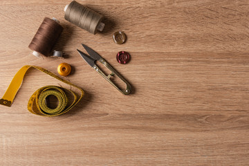 old tools on wooden background