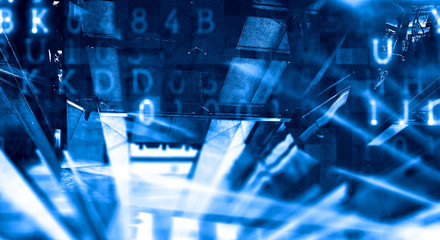 Wireless technologies and business city. Mixed media