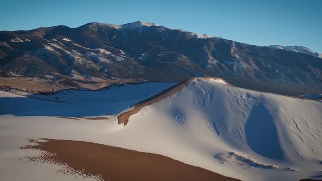 Aerial Drone Video of The Winter Landscape at The Great Sand Dunes in Alamosa, Colorado