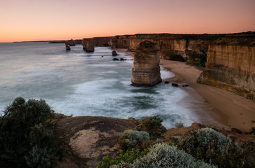 the rock formations at port campbell known as the twelve apostles after sunset on the great ocean road in victoria, australia