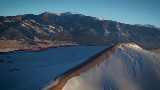 Aerial Drone Video of The Winter Landscape at The Great Sand Dunes in Alamosa, Colorado