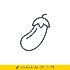 Eggplant Icon / Vector - In Line / Stroke Design