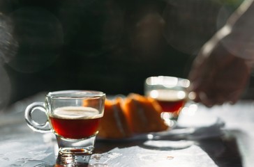 Cake and hot drink