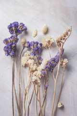 Dried flower on marble floor