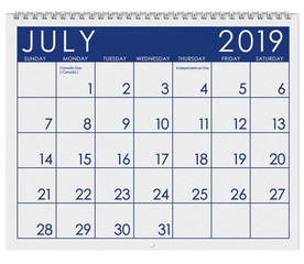 2019: Calendar: Month Of July