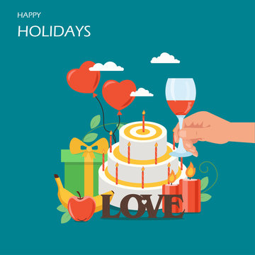 Happy holidays vector flat style design illustration