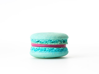 Single Blue macaroon on the white