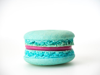 Single Blue macaroon on the white