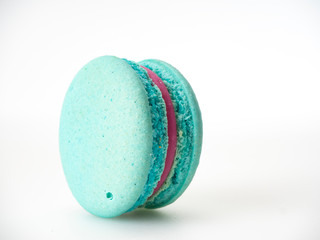 Single Blue macaroon on the white