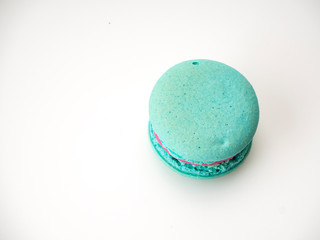 Single Blue macaroon on the white
