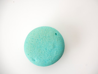 Single Blue macaroon on the white