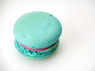Single Blue macaroon on the white