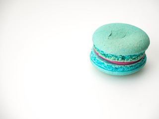 Single Blue macaroon on the white