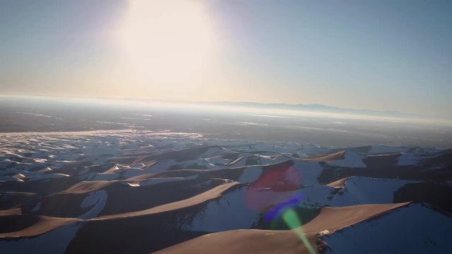 Aerial Drone Video of The Winter Landscape at The Great Sand Dunes in Alamosa, Colorado
