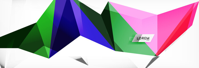 Mosaic triangular low poly style abstract geometric background. Polygonal vector. Abstract white bright technology design.